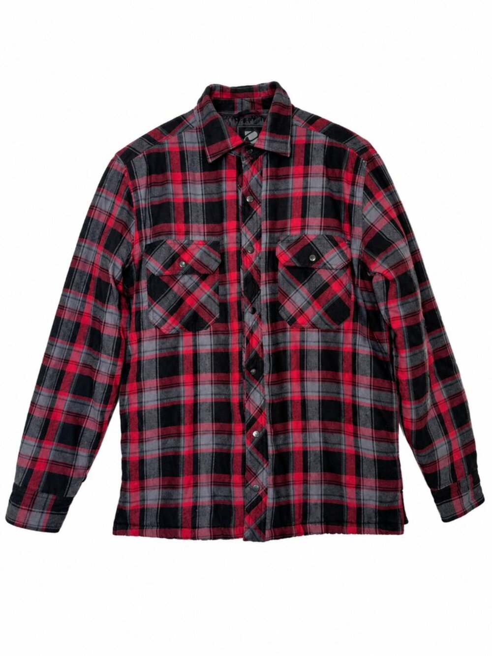 Men's Red & Gray Plaid Button-Up Jacket